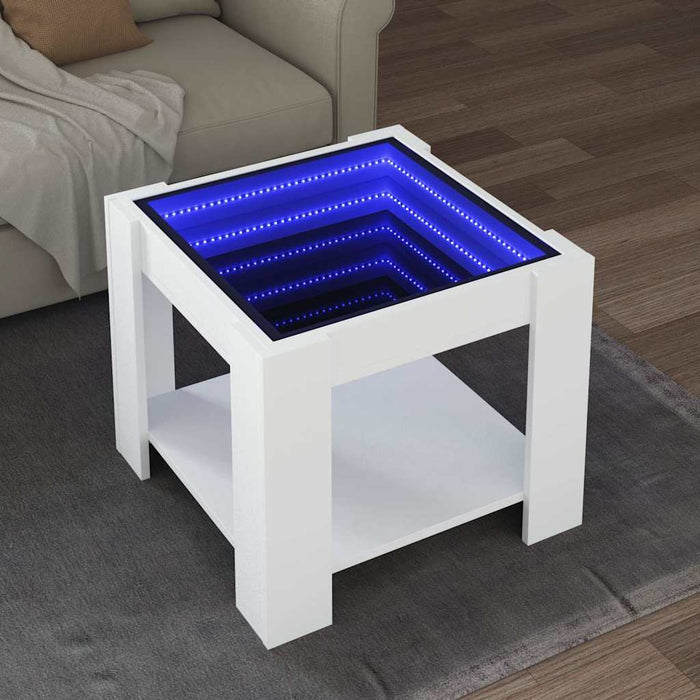 Măsuță de cafea cu LED, alb, 53x53x45 cm, lemn prelucrat - WALTI WALTI