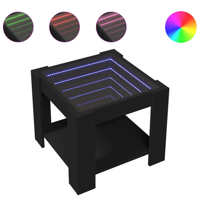 Măsuță de cafea cu LED, negru, 53x53x45 cm, lemn prelucrat - WALTI WALTI