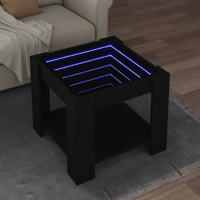 Măsuță de cafea cu LED, negru, 53x53x45 cm, lemn prelucrat - WALTI WALTI