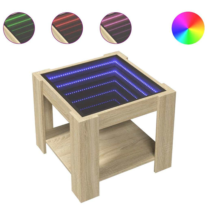 Măsuță de cafea cu LED stejar sonoma 53x53x45 cm lemn prelucrat - WALTI WALTI