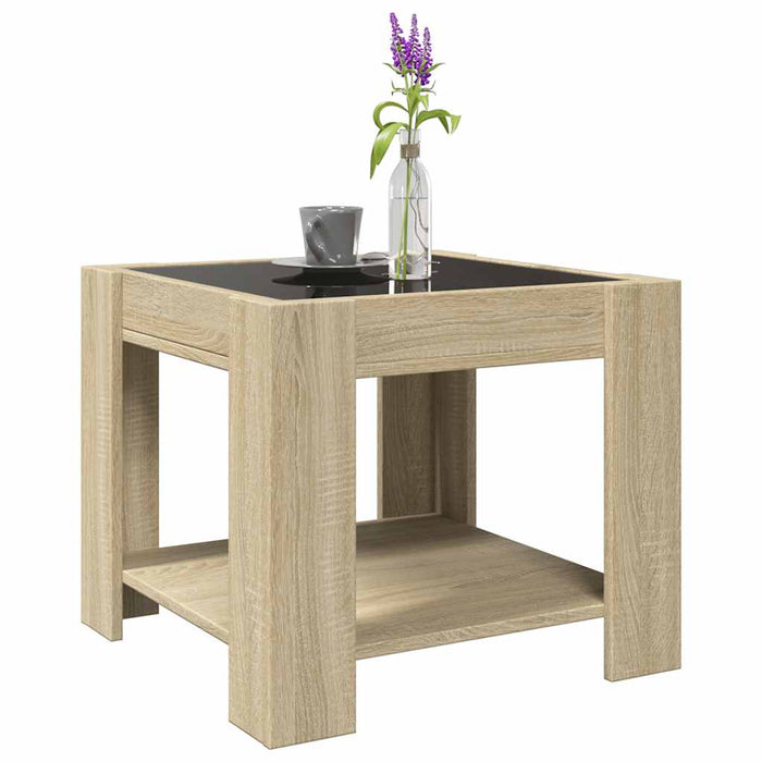 Măsuță de cafea cu LED stejar sonoma 53x53x45 cm lemn prelucrat - WALTI WALTI