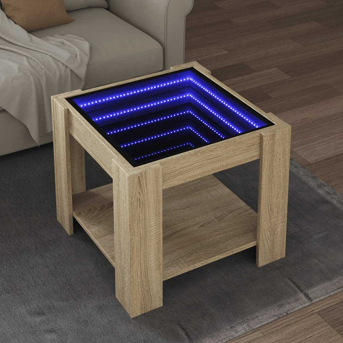 Măsuță de cafea cu LED stejar sonoma 53x53x45 cm lemn prelucrat - WALTI WALTI