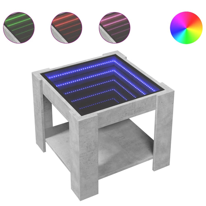 Măsuță de cafea cu LED, gri beton, 53x53x45 cm, lemn prelucrat - WALTI WALTI