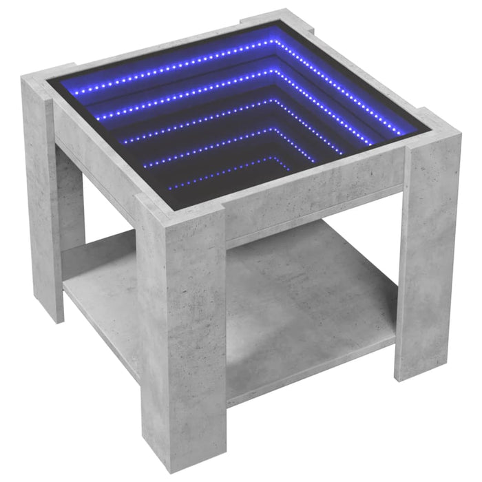 Măsuță de cafea cu LED, gri beton, 53x53x45 cm, lemn prelucrat - WALTI WALTI