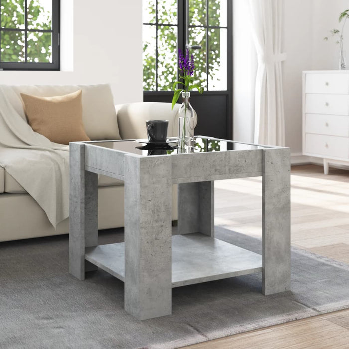 Măsuță de cafea cu LED, gri beton, 53x53x45 cm, lemn prelucrat - WALTI WALTI