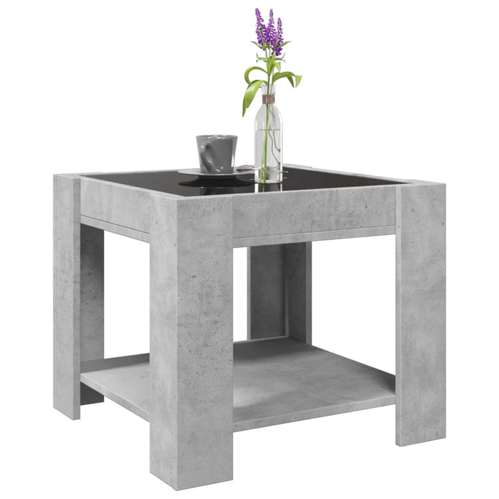 Măsuță de cafea cu LED, gri beton, 53x53x45 cm, lemn prelucrat - WALTI WALTI