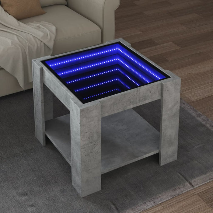 Măsuță de cafea cu LED, gri beton, 53x53x45 cm, lemn prelucrat - WALTI WALTI