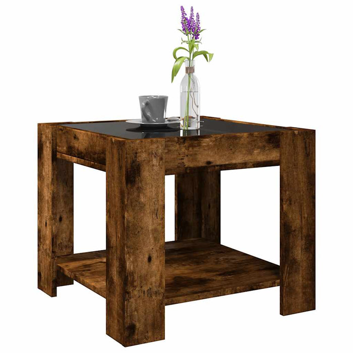 Măsuță de cafea cu LED stejar fumuriu 53x53x45cm lemn prelucrat - WALTI WALTI