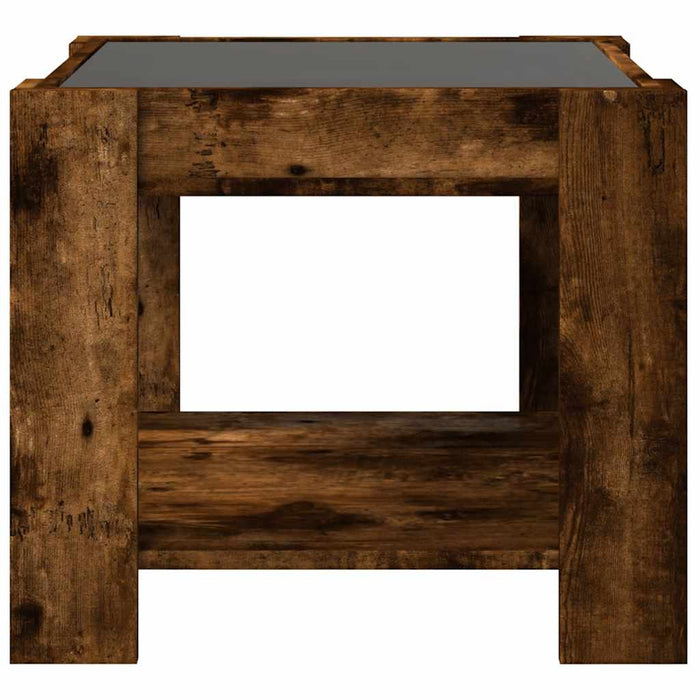 Măsuță de cafea cu LED stejar fumuriu 53x53x45cm lemn prelucrat - WALTI WALTI