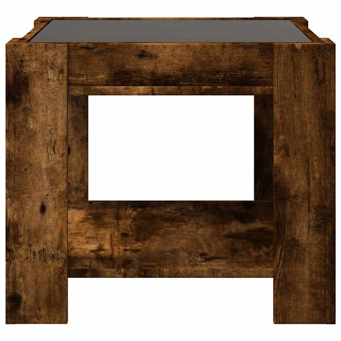 Măsuță de cafea cu LED stejar fumuriu 53x53x45cm lemn prelucrat - WALTI WALTI