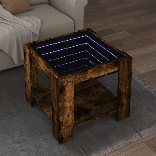 Măsuță de cafea cu LED stejar fumuriu 53x53x45cm lemn prelucrat - WALTI WALTI