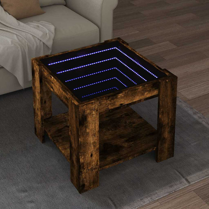 Măsuță de cafea cu LED stejar fumuriu 53x53x45cm lemn prelucrat - WALTI WALTI
