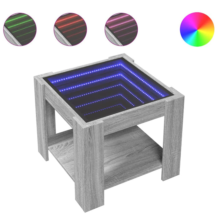 Măsuță de cafea cu LED gri sonoma 53x53x45 cm lemn prelucrat - WALTI WALTI