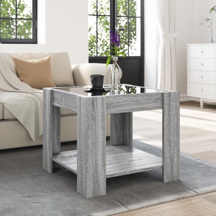 Măsuță de cafea cu LED gri sonoma 53x53x45 cm lemn prelucrat - WALTI WALTI