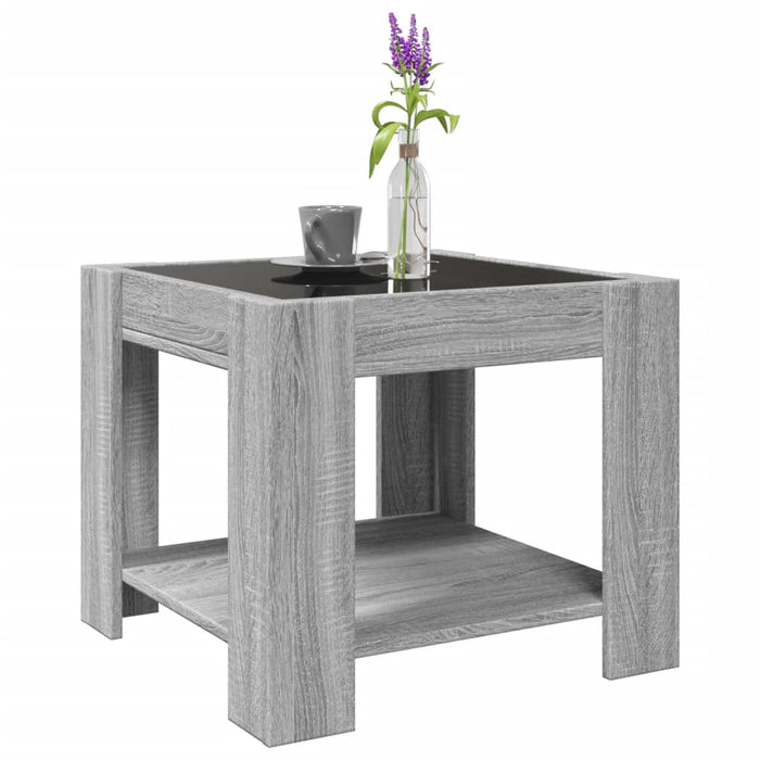 Măsuță de cafea cu LED gri sonoma 53x53x45 cm lemn prelucrat - WALTI WALTI