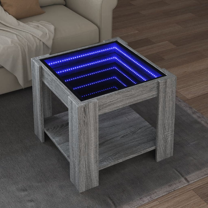 Măsuță de cafea cu LED gri sonoma 53x53x45 cm lemn prelucrat - WALTI WALTI