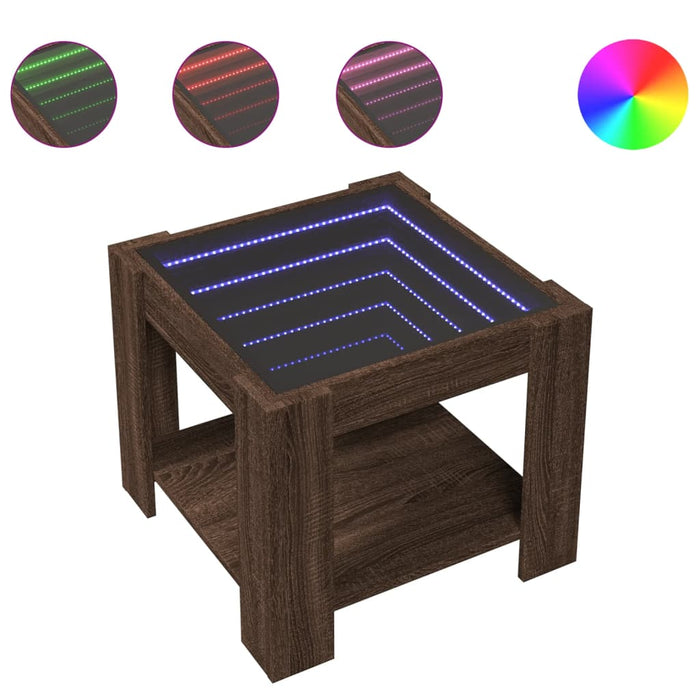 Măsuță de cafea cu LED stejar maro 53x53x45 cm lemn prelucrat - WALTI WALTI