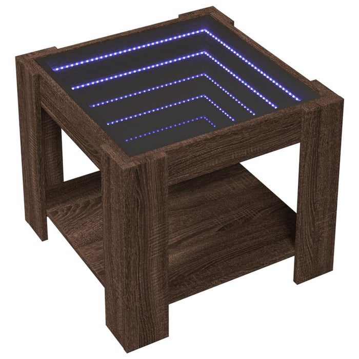 Măsuță de cafea cu LED stejar maro 53x53x45 cm lemn prelucrat - WALTI WALTI