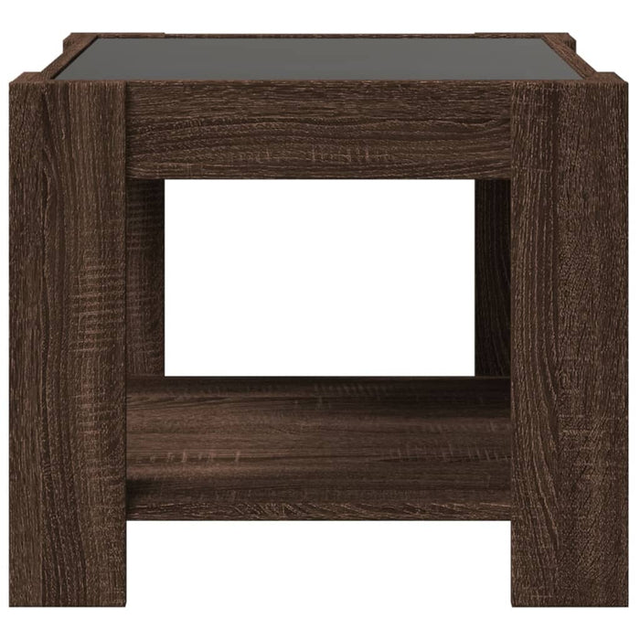 Măsuță de cafea cu LED stejar maro 53x53x45 cm lemn prelucrat - WALTI WALTI