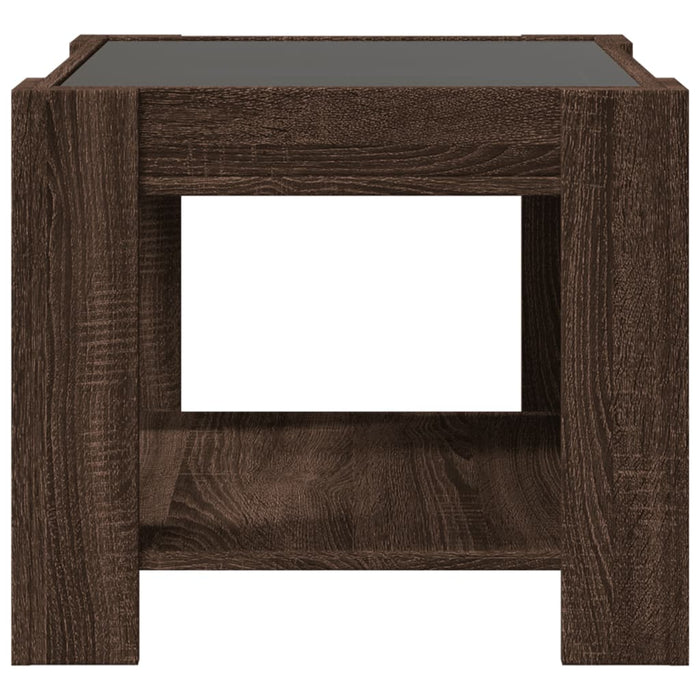 Măsuță de cafea cu LED stejar maro 53x53x45 cm lemn prelucrat - WALTI WALTI