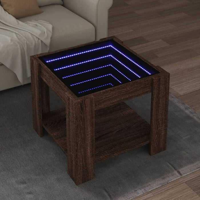Măsuță de cafea cu LED stejar maro 53x53x45 cm lemn prelucrat - WALTI WALTI