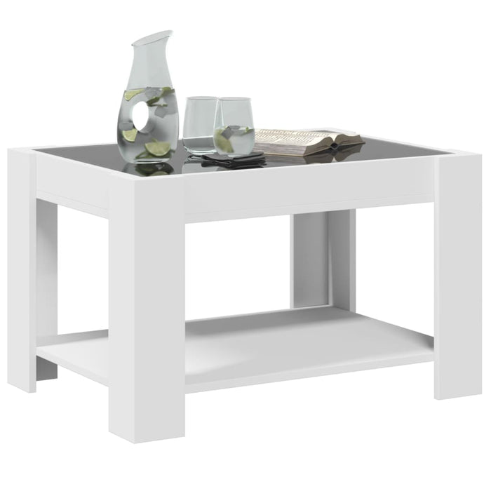 Măsuță de cafea cu LED, alb, 73x53x45 cm, lemn prelucrat - WALTI WALTI