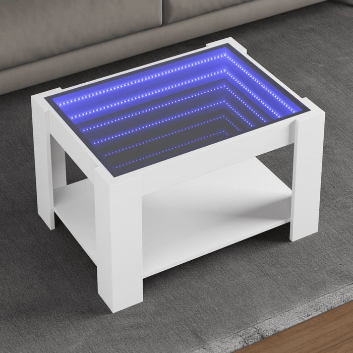 Măsuță de cafea cu LED, alb, 73x53x45 cm, lemn prelucrat - WALTI WALTI