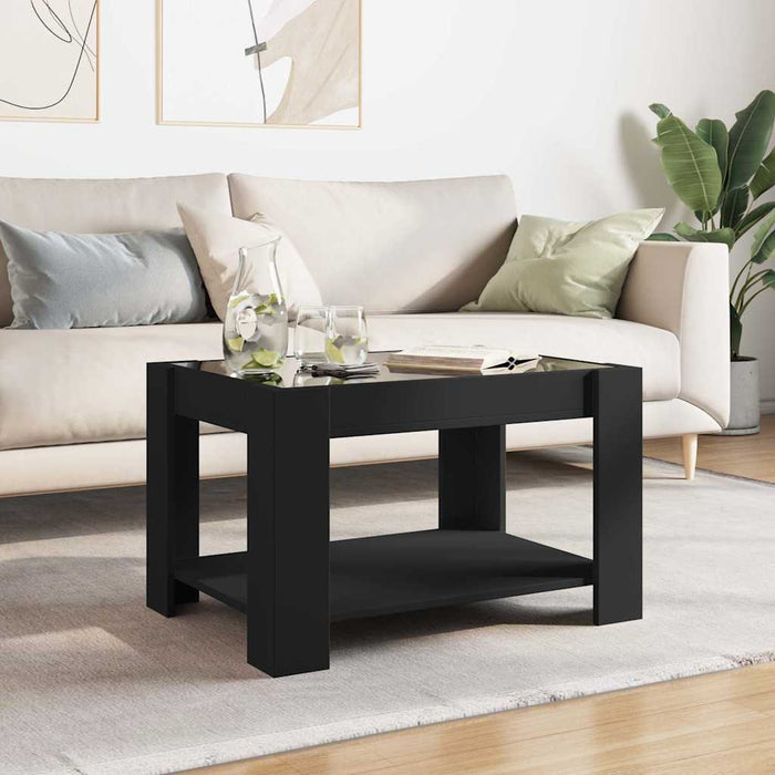 Măsuță de cafea cu LED, negru, 73x53x45 cm, lemn prelucrat - WALTI WALTI
