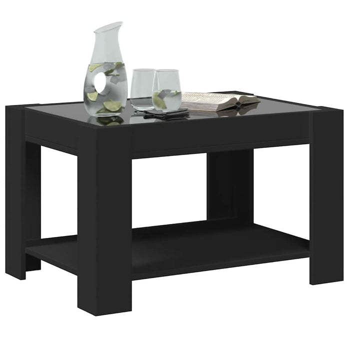 Măsuță de cafea cu LED, negru, 73x53x45 cm, lemn prelucrat - WALTI WALTI