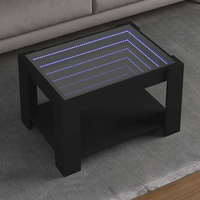 Măsuță de cafea cu LED, negru, 73x53x45 cm, lemn prelucrat - WALTI WALTI