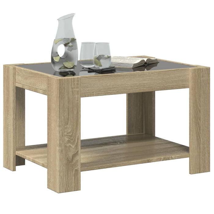 Măsuță de cafea cu LED stejar sonoma 73x53x45 cm lemn prelucrat - WALTI WALTI