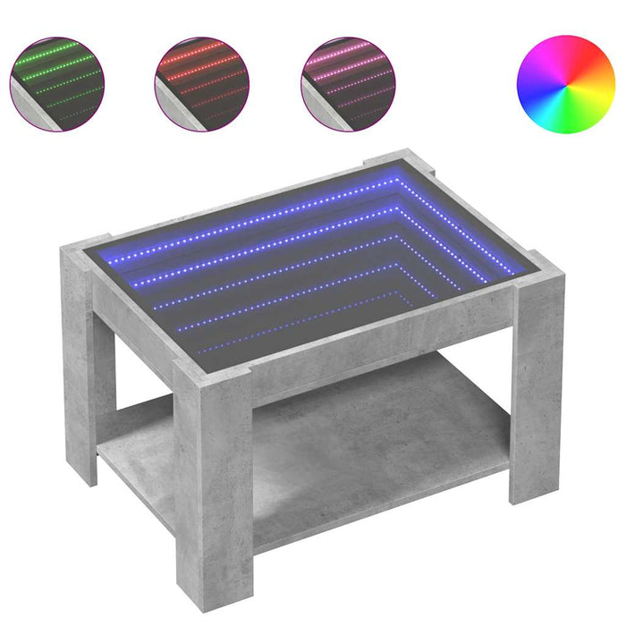 Măsuță de cafea cu LED, gri beton, 73x53x45 cm, lemn prelucrat - WALTI WALTI