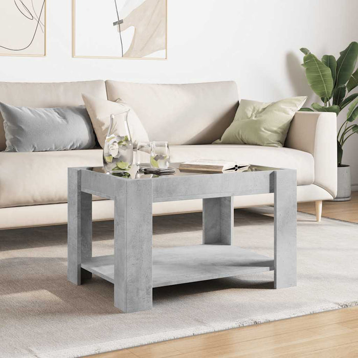 Măsuță de cafea cu LED, gri beton, 73x53x45 cm, lemn prelucrat - WALTI WALTI