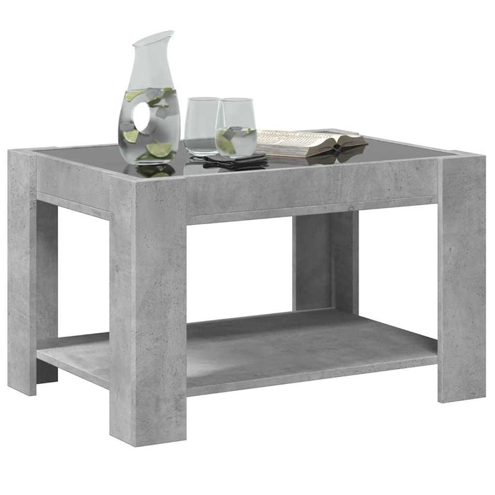 Măsuță de cafea cu LED, gri beton, 73x53x45 cm, lemn prelucrat - WALTI WALTI