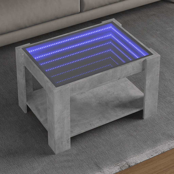 Măsuță de cafea cu LED, gri beton, 73x53x45 cm, lemn prelucrat - WALTI WALTI