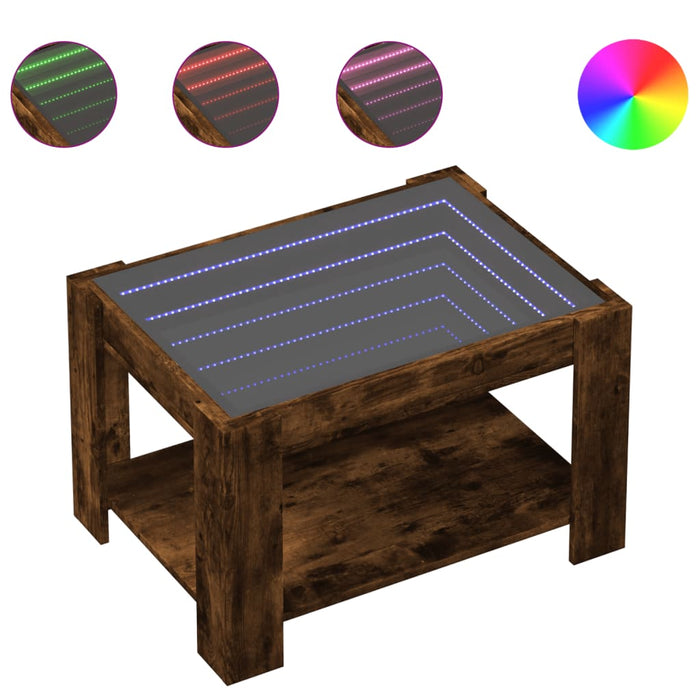 Măsuță de cafea cu LED stejar fumuriu 73x53x45cm lemn prelucrat - WALTI WALTI
