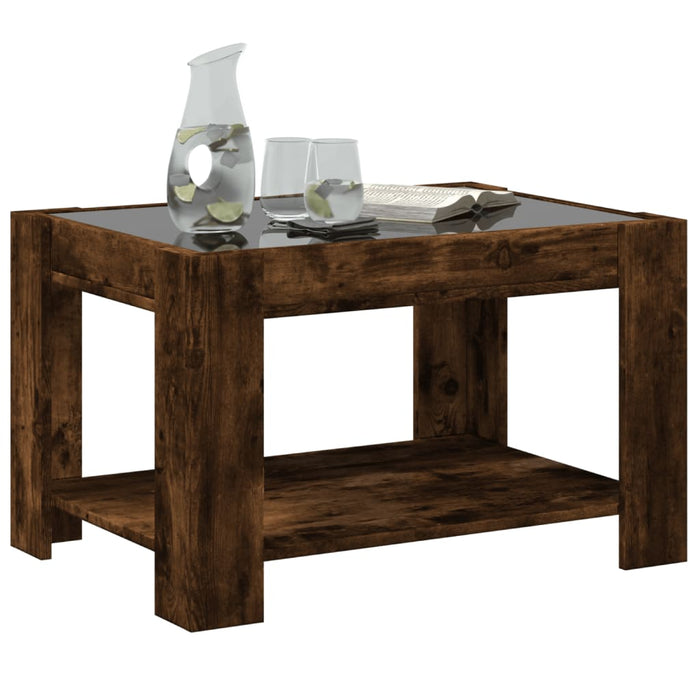 Măsuță de cafea cu LED stejar fumuriu 73x53x45cm lemn prelucrat - WALTI WALTI