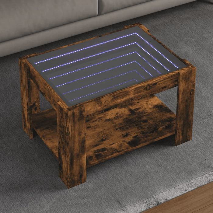 Măsuță de cafea cu LED stejar fumuriu 73x53x45cm lemn prelucrat - WALTI WALTI