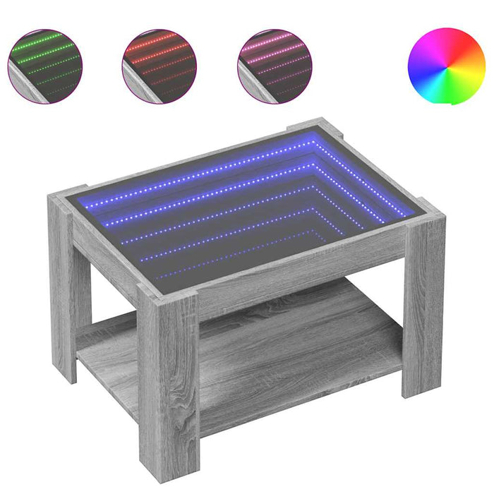 Măsuță de cafea cu LED sonoma gri 73x53x45 cm lemn prelucrat - WALTI WALTI