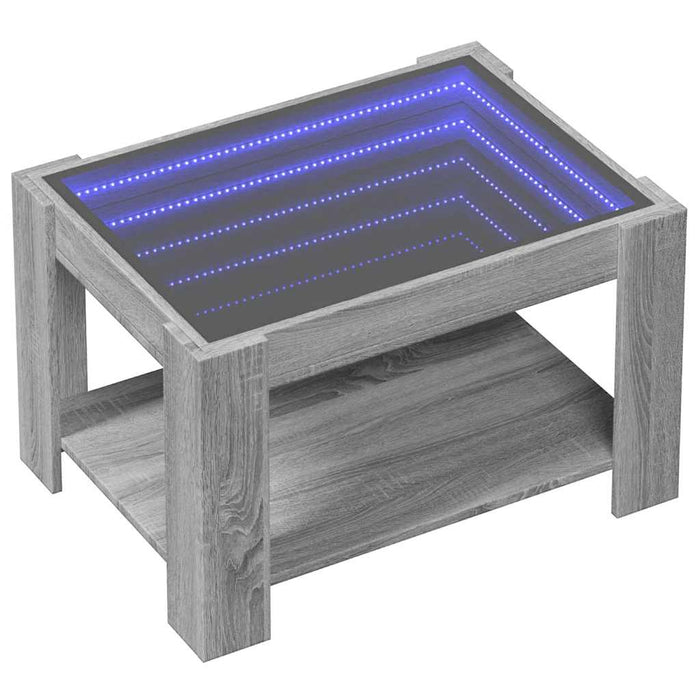 Măsuță de cafea cu LED sonoma gri 73x53x45 cm lemn prelucrat - WALTI WALTI