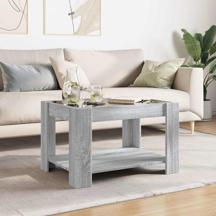 Măsuță de cafea cu LED sonoma gri 73x53x45 cm lemn prelucrat - WALTI WALTI