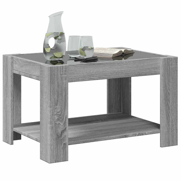 Măsuță de cafea cu LED sonoma gri 73x53x45 cm lemn prelucrat - WALTI WALTI