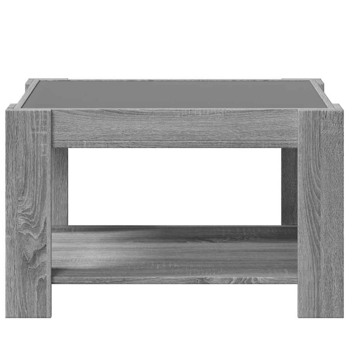 Măsuță de cafea cu LED sonoma gri 73x53x45 cm lemn prelucrat - WALTI WALTI
