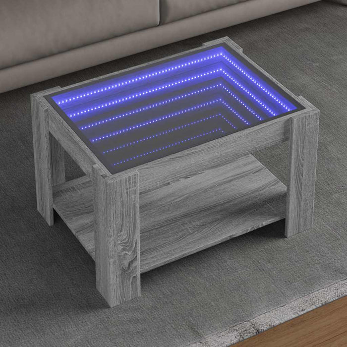 Măsuță de cafea cu LED sonoma gri 73x53x45 cm lemn prelucrat - WALTI WALTI