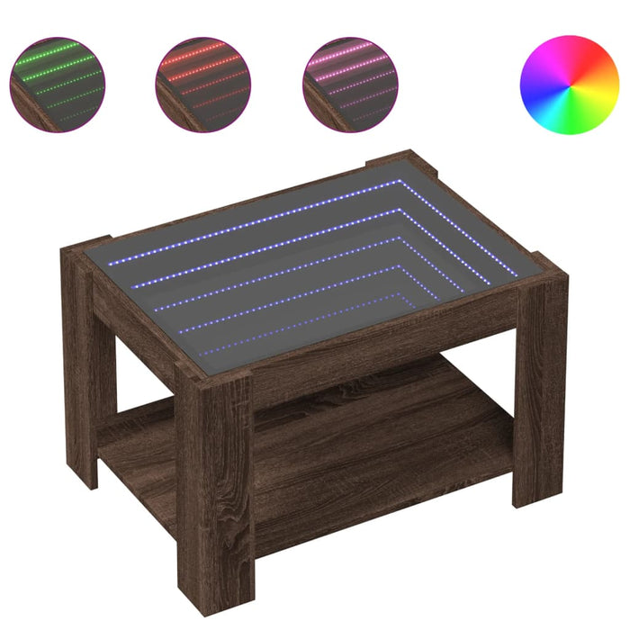 Măsuță de cafea cu LED stejar maro 73x53x45 cm lemn prelucrat - WALTI WALTI
