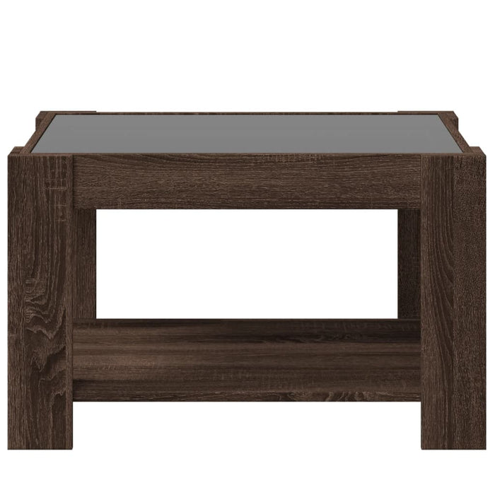 Măsuță de cafea cu LED stejar maro 73x53x45 cm lemn prelucrat - WALTI WALTI