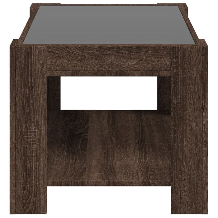 Măsuță de cafea cu LED stejar maro 73x53x45 cm lemn prelucrat - WALTI WALTI
