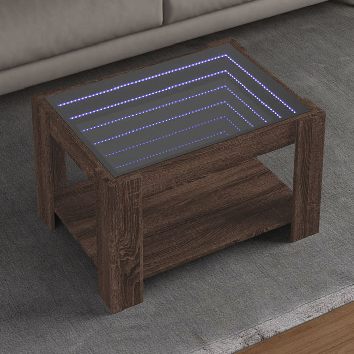 Măsuță de cafea cu LED stejar maro 73x53x45 cm lemn prelucrat - WALTI WALTI
