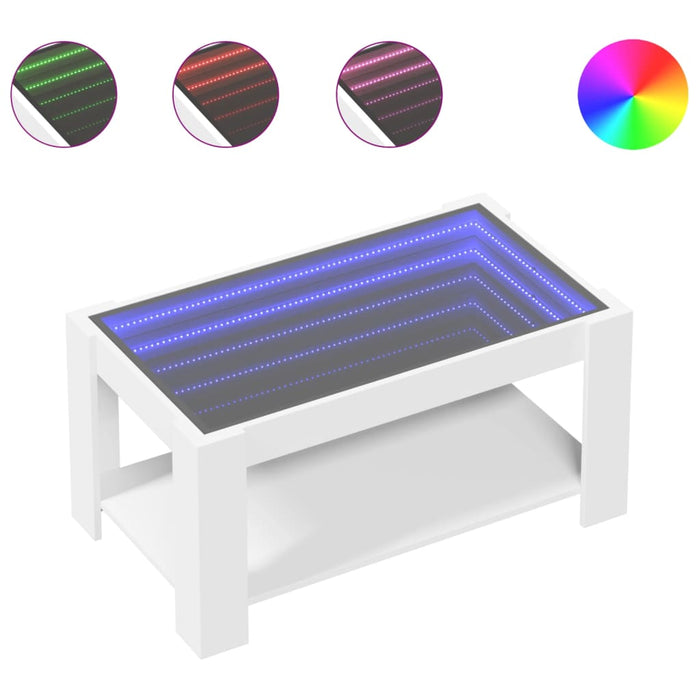 Măsuță de cafea cu LED, alb, 93x53x45 cm, lemn prelucrat - WALTI WALTI