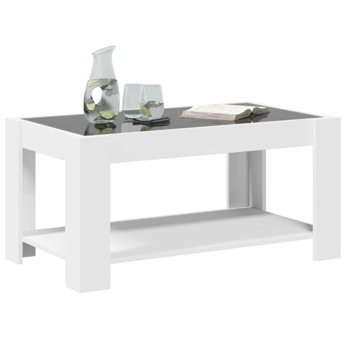 Măsuță de cafea cu LED, alb, 93x53x45 cm, lemn prelucrat - WALTI WALTI
